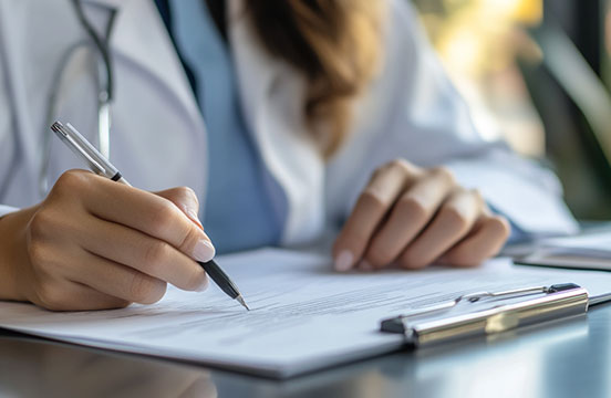 Imagen un experto en docencia médica sosteniendo una boleta de calificaciones de una clase de la Maestría en Didáctica en Ciencias de la Salud.